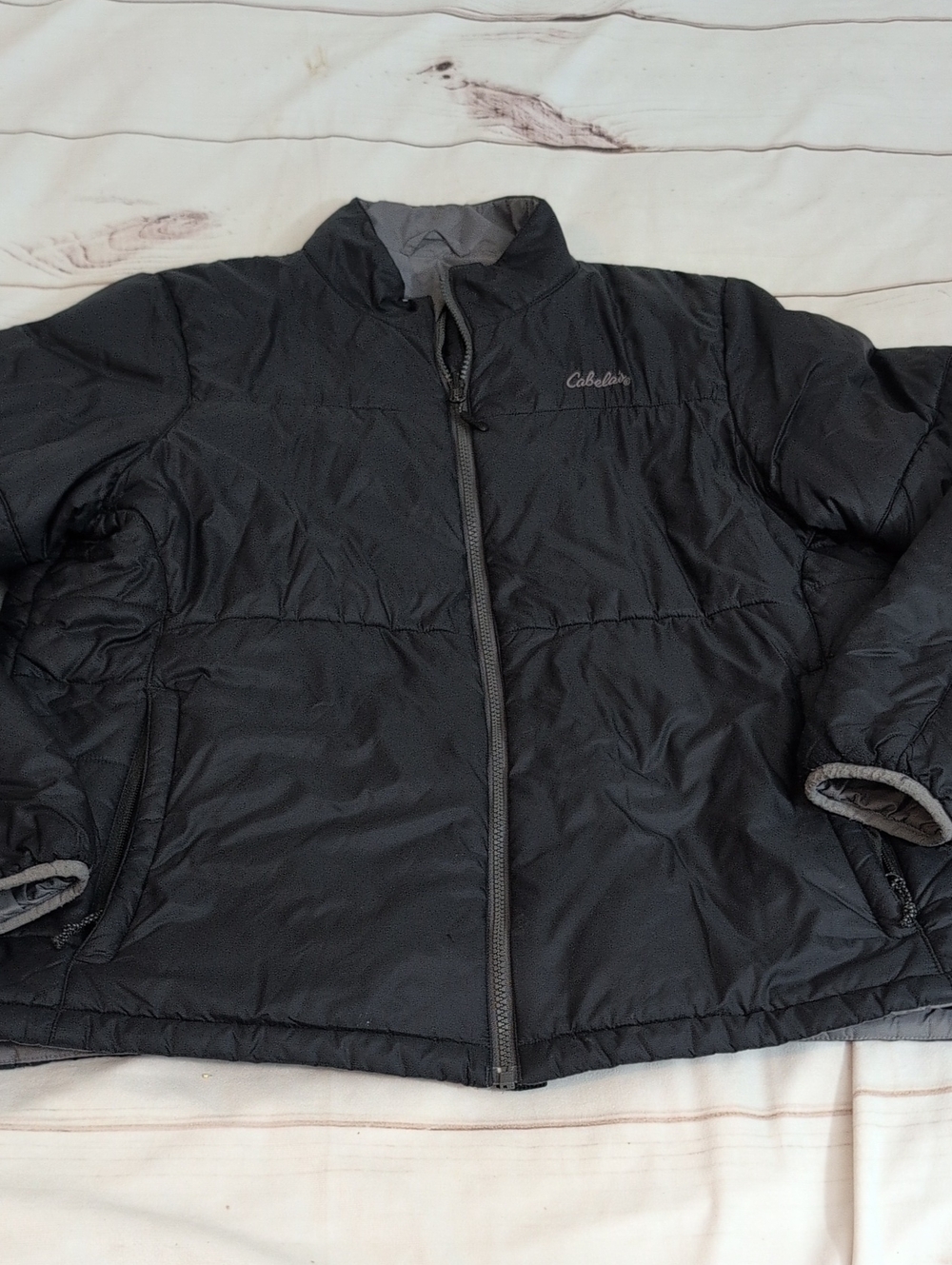 Cabela's Men's Large Black Insulated Puffer Jacket Full Zip Outdoor Coat